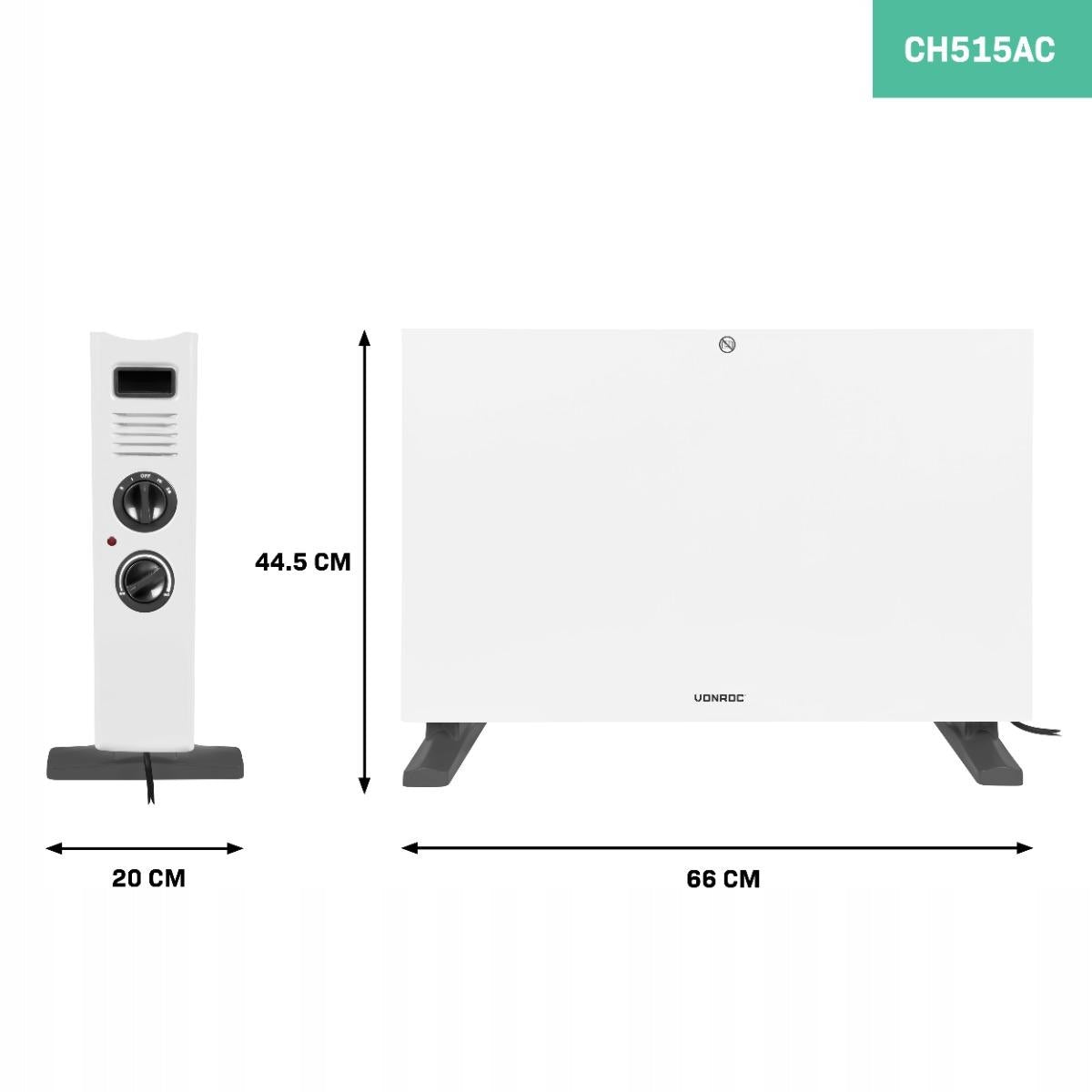 Convector heater - 2000W - White | Turbo Fan & 2 heater settings Manufacturer code CH515AC_WHITE