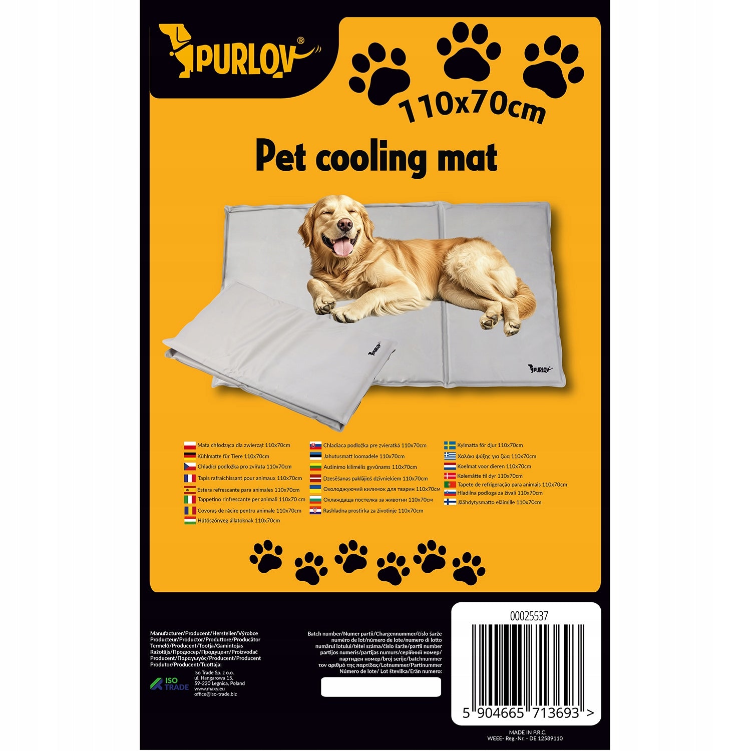 Cooling Mat for Dog Cat Animal Gel Folding XXL Bed 110x70cm Packaging status original