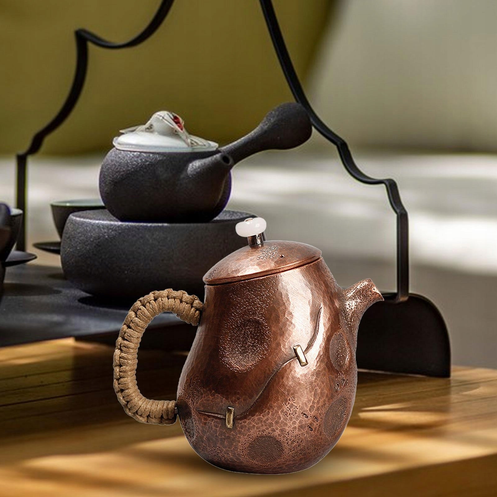 Copper Teapot 8.8oz Tea Maker Kung Fu Tea Pot for Tea Lovers Gift Hotel