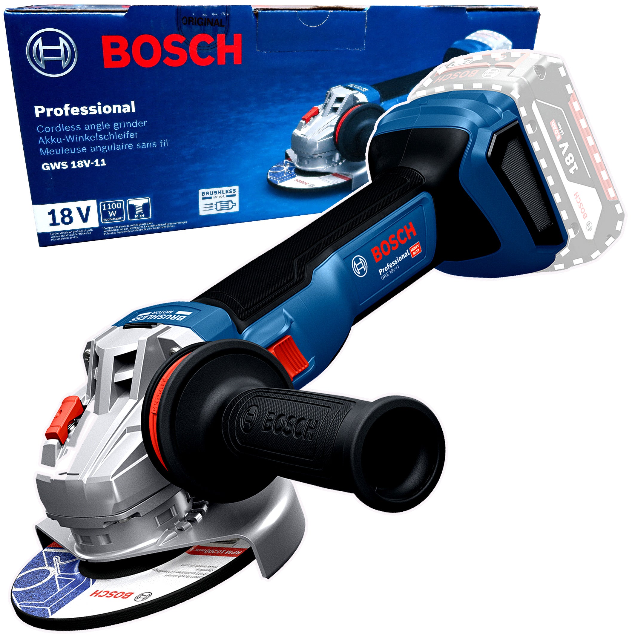 Cordless Angle Grinder 18V BOSCH GWS 18V-11 0XAH , 06019N4100