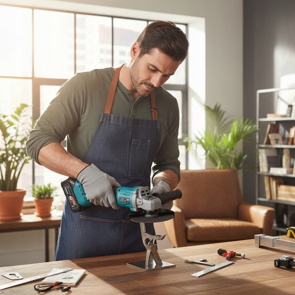 Cordless Angle Grinder Set with 2 Batteries and Suitcase Packaging status original