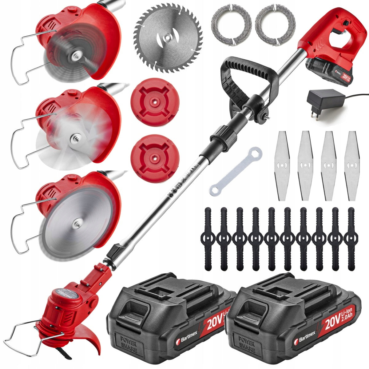 Cordless Brush Cutter 20V 800W 2x2,0Ah Scythe 15cm Electric Brush Cutter