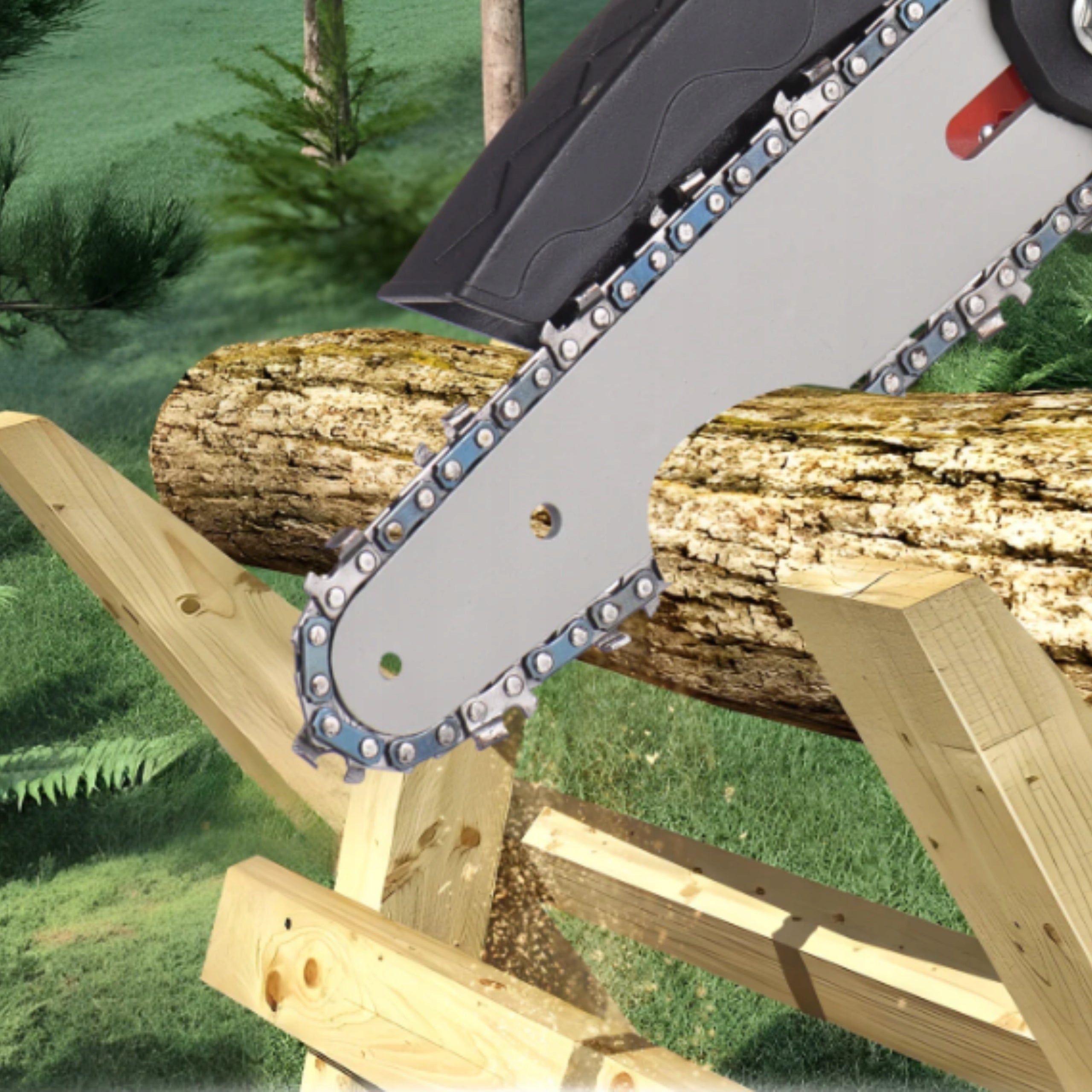 Cordless Chainsaw 6" 21V + 2x Battery + Suitcase Additional features keyless chain tensioning