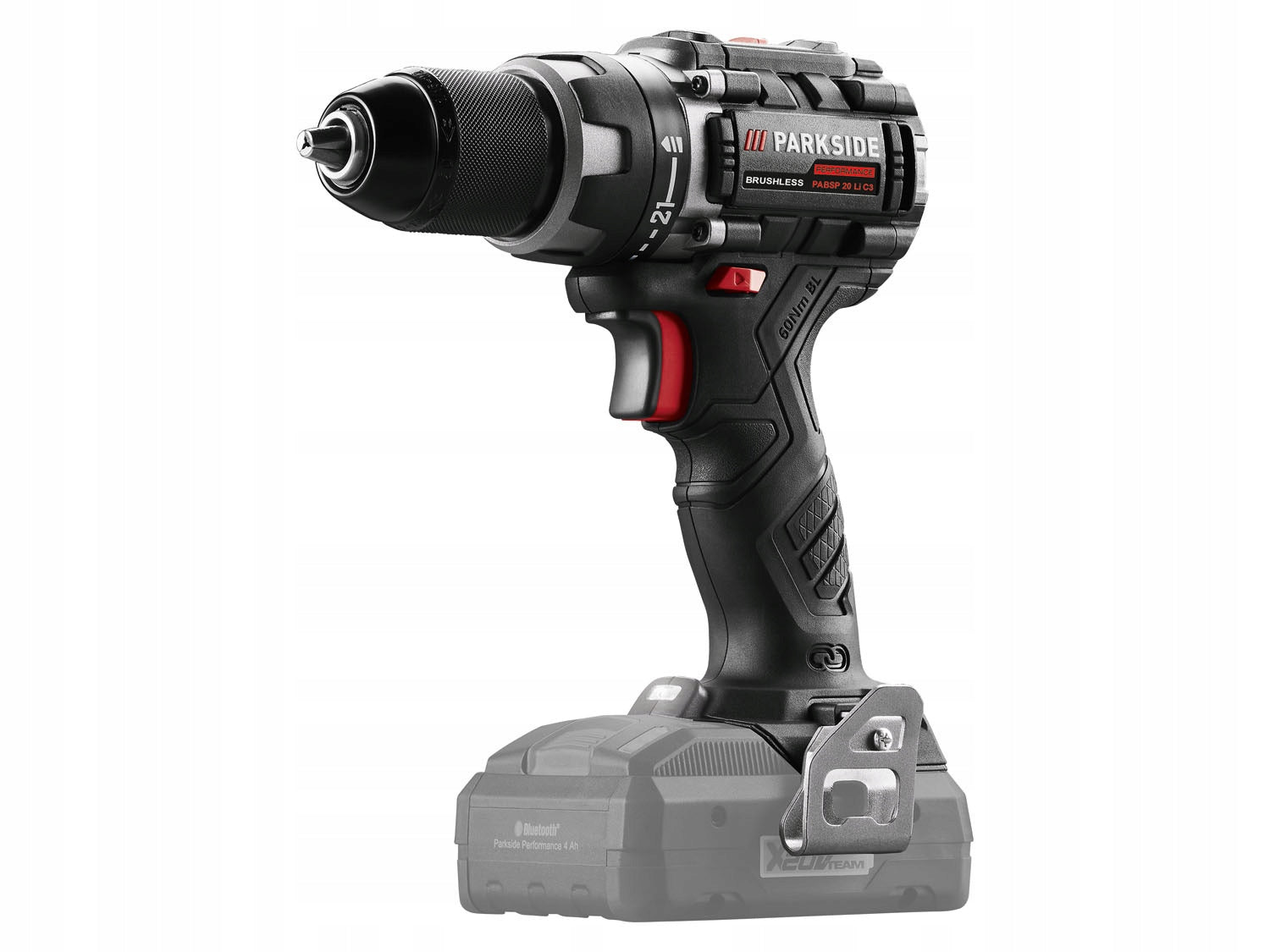 Cordless Drill/Driver PARKSIDE PERFORMANCE PABSP 20-Li C4 60Nm Power supply rechargeable battery