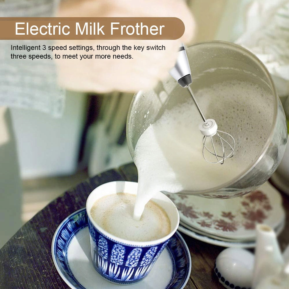 Cordless Electric Milk Foamer Dominant color silver/gray