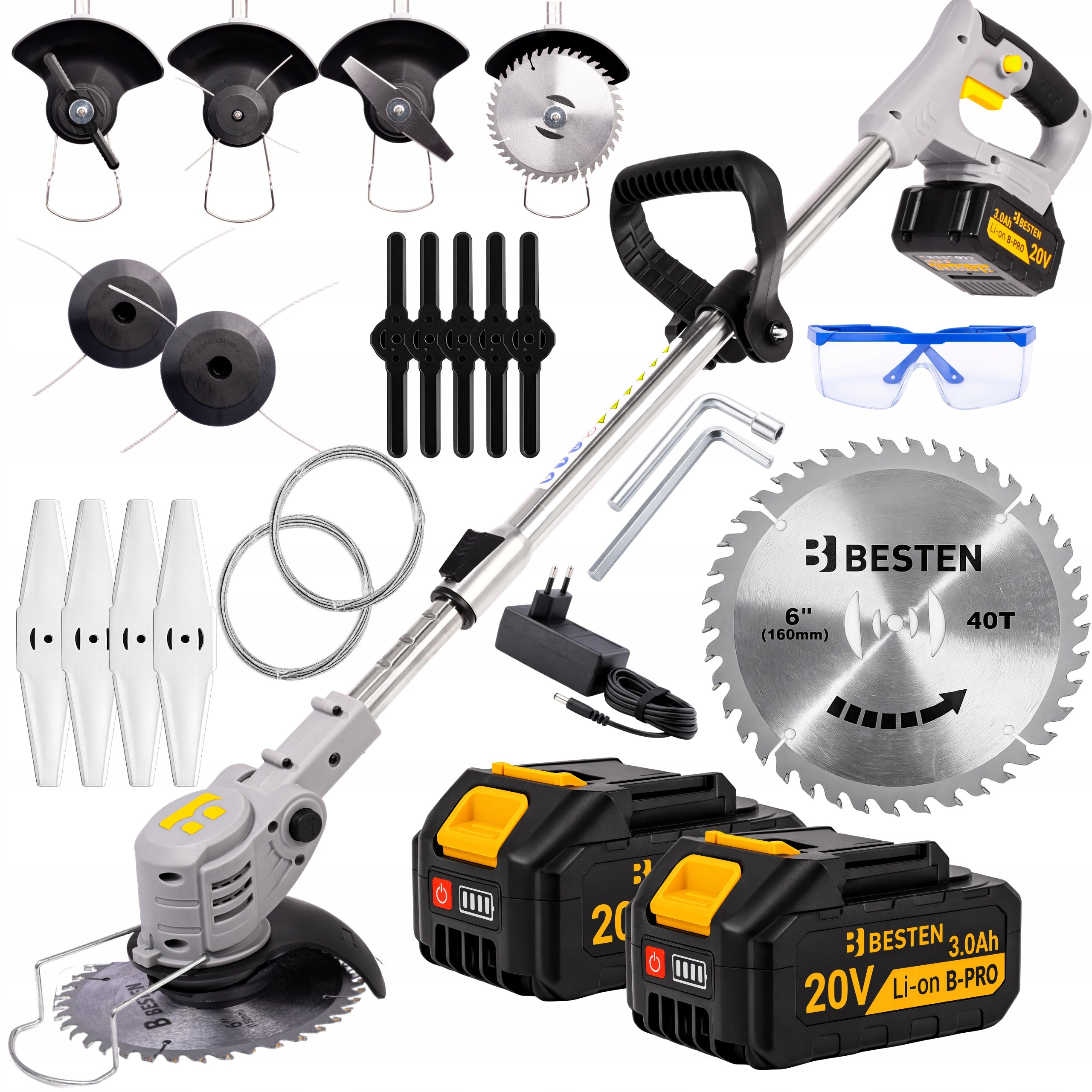 Cordless Electric Scythe Grass Brush Cutter + 2Xaku Line