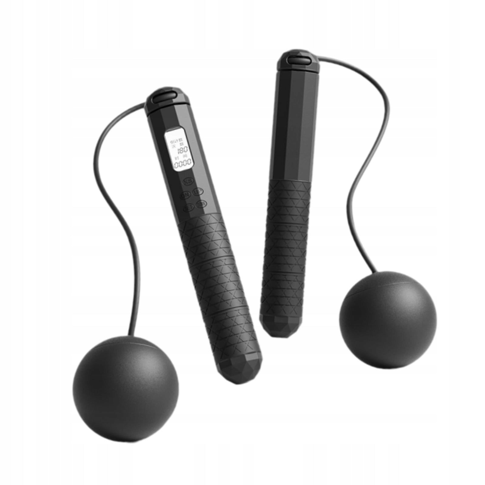 Cordless Jump Rope Weighted Skip Rope Timing Counting for Fitness Black Model Cordless Jump Rope