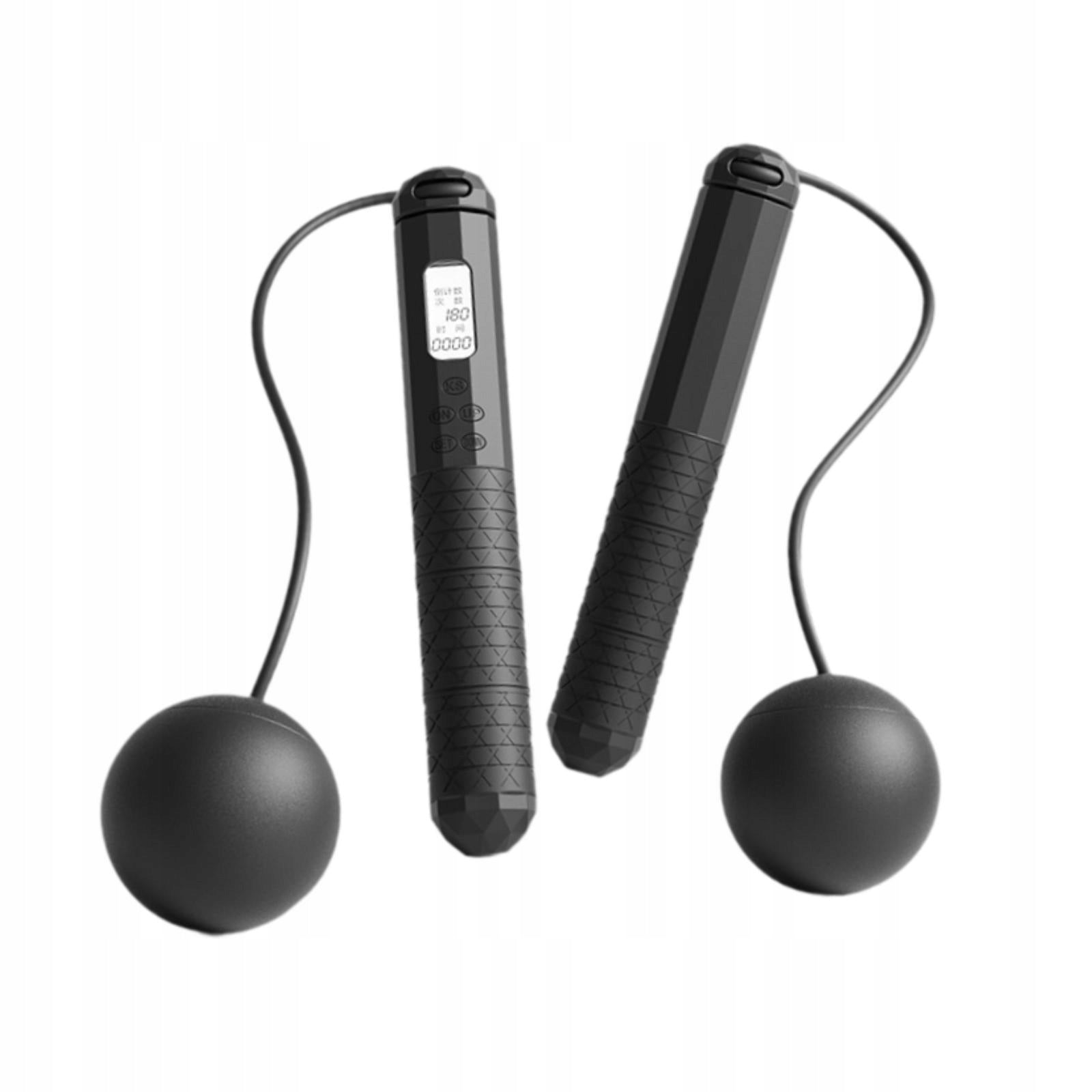 Cordless Jump Rope Weighted Skip Rope Timing Counting for Fitness Black Rope length 2 cm
