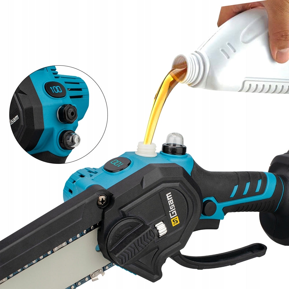 Cordless Mini Chainsaw 8" Brushless Electric Pruning Saw 2 Batteries Brand Gisam