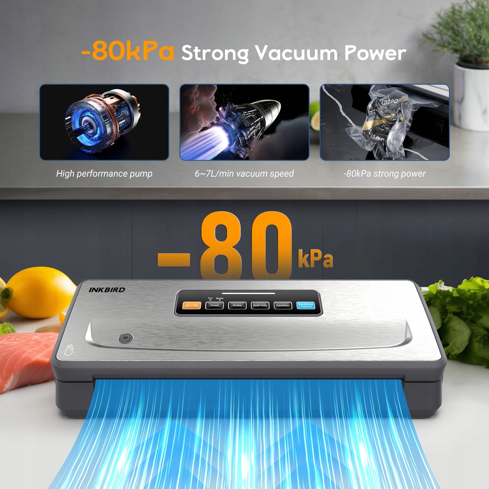 Cordless Rechargeable Vacuum Sealer Machine INKBIRD INK-VS06 with 5 Modes Manufacturer code IB-0950-XX