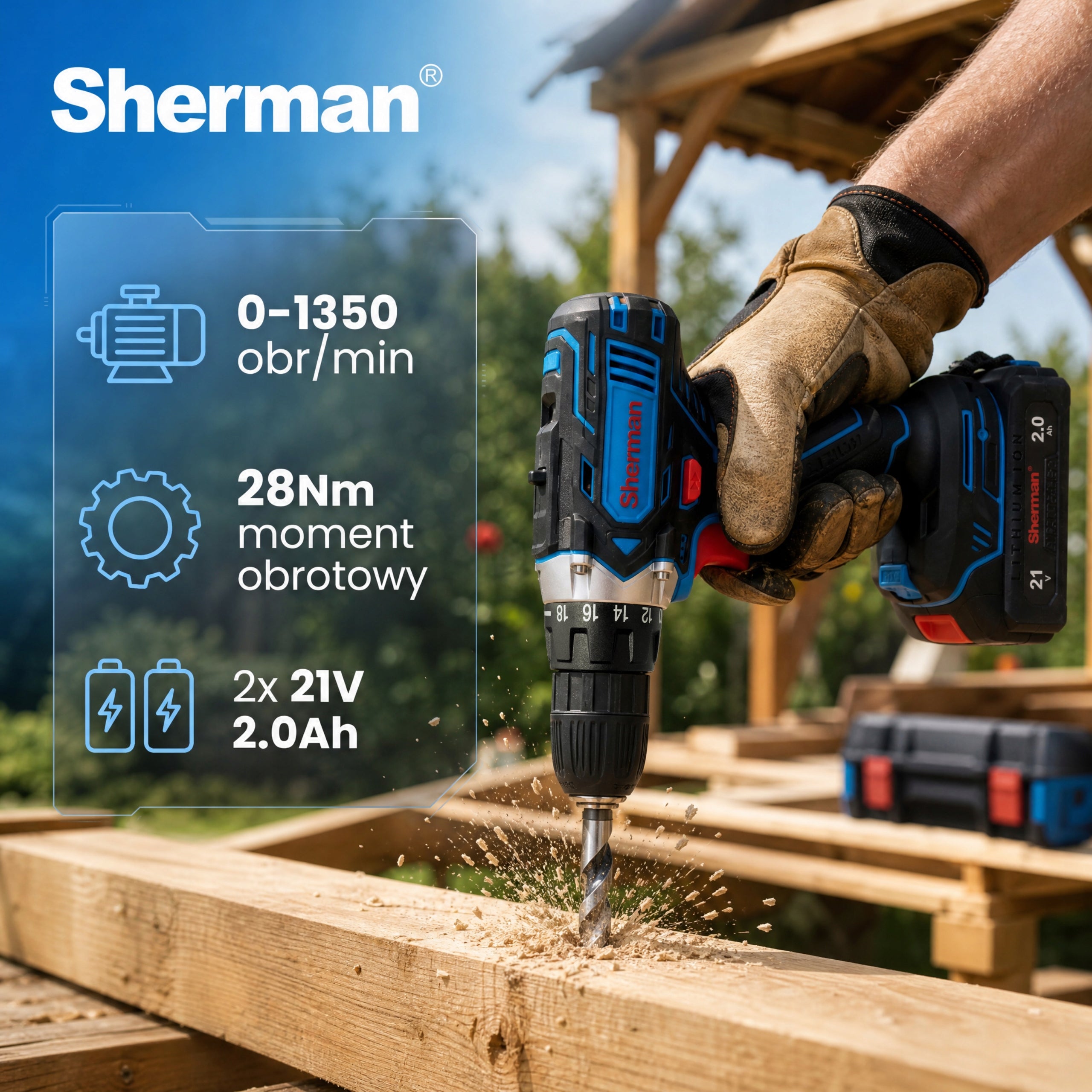 Cordless SCREWDRIVER ET-101 BRUSHLESS 2x AKU 21V | Sherman Packaging status original
