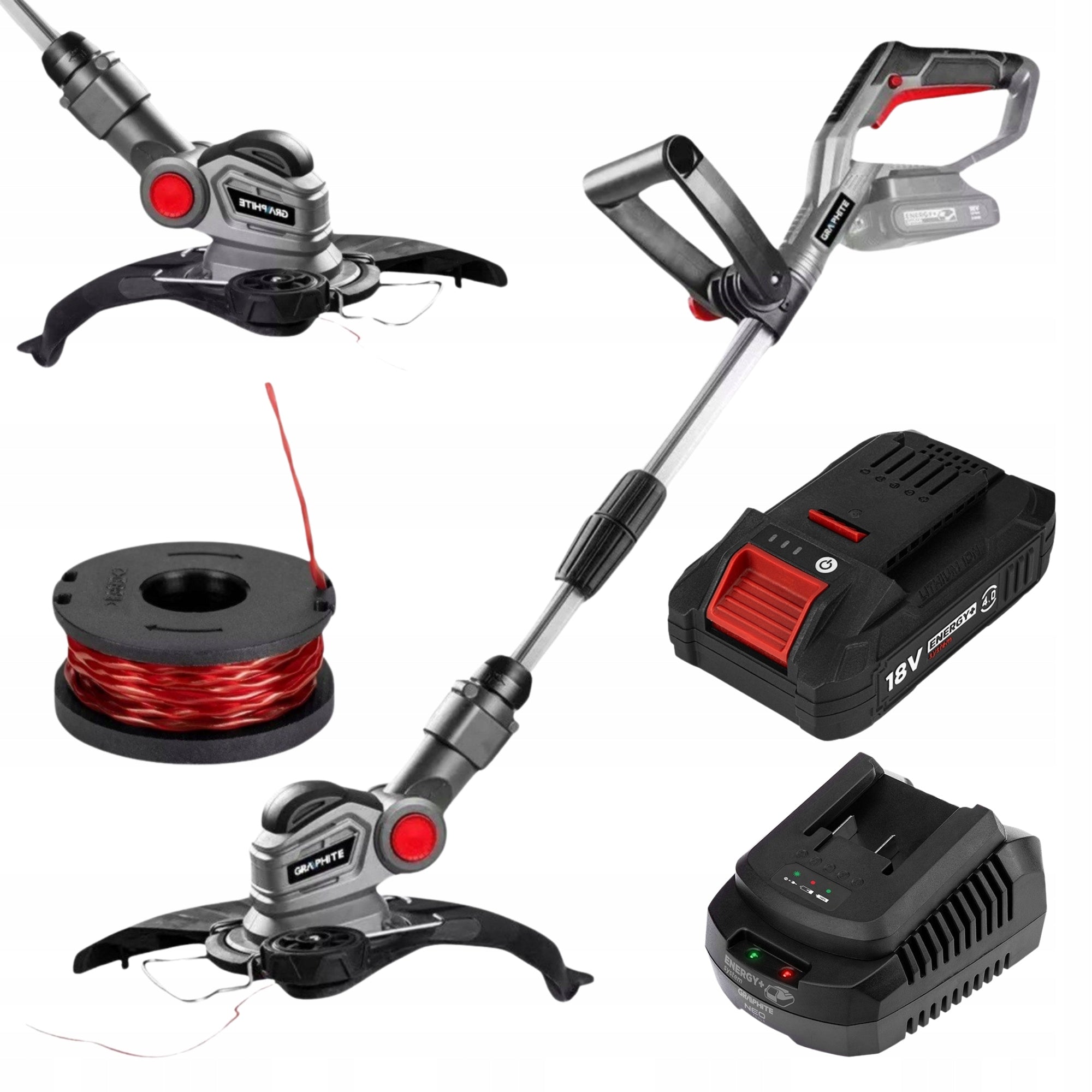 Cordless Scythe Trimmer for Line + 4 Ah Battery + Charger GRAPHITE