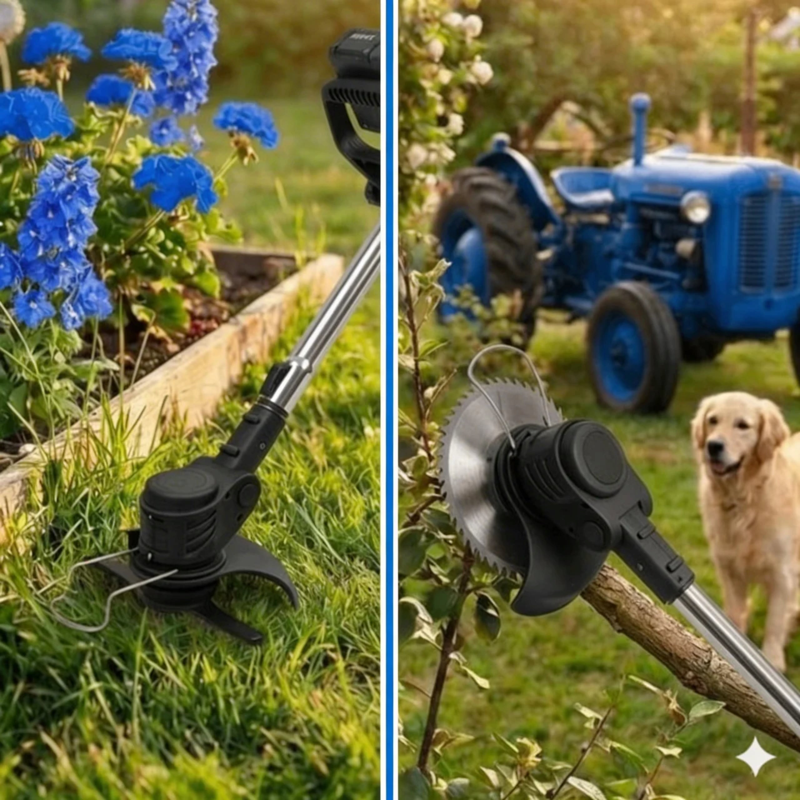 Cordless Trimmer with Wheels Blades Metal Plastic 2xAku XXL Model Podkaszarka Akumulatorowa z Kołami 2xAku