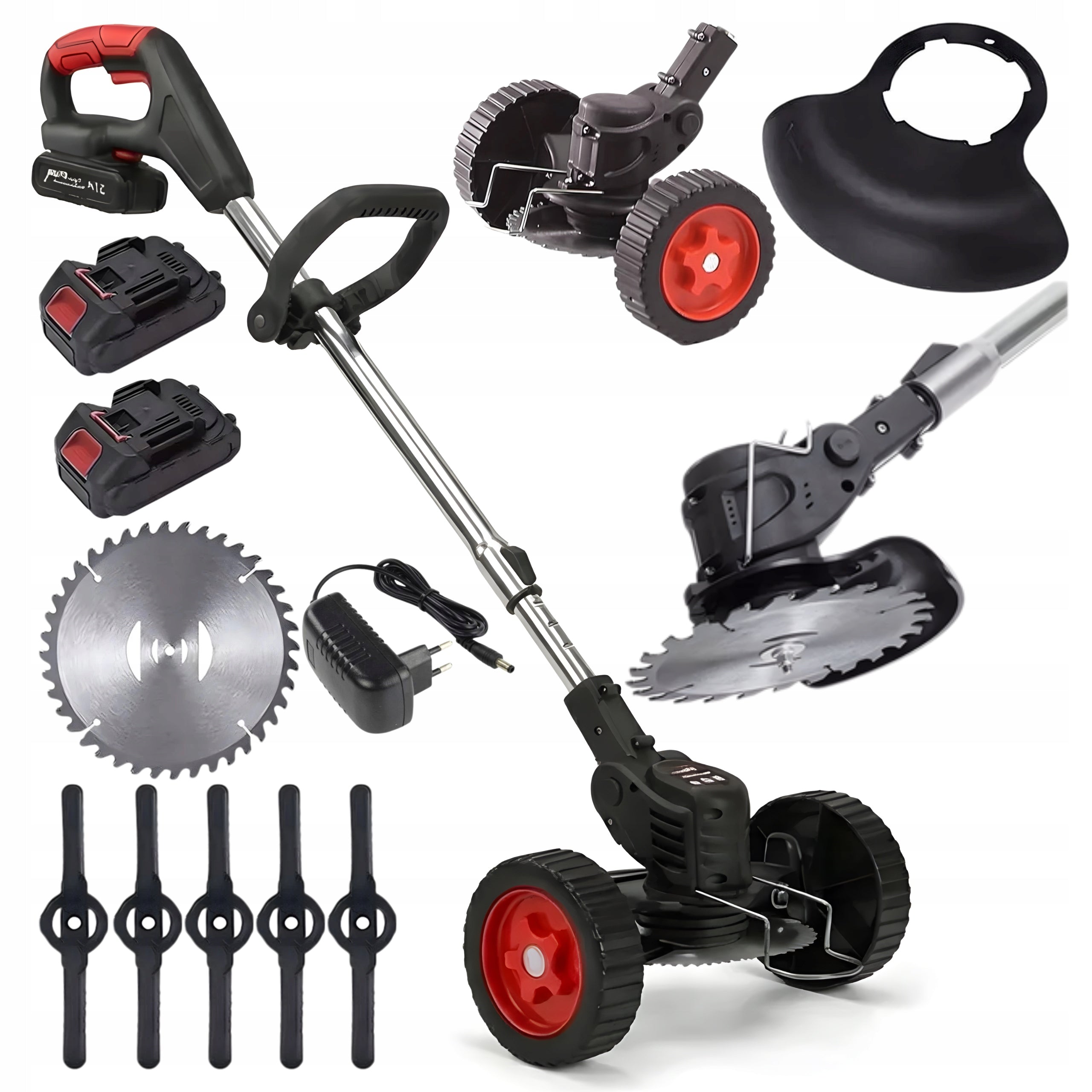 Cordless Trimmer with Wheels Blades Metal Plastic 2xAku XXL