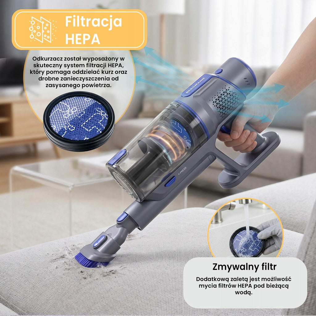Cordless Vertical Vacuum Cleaner BERGMANN HAX 121 450W LED Electrobrush Dominant color gray