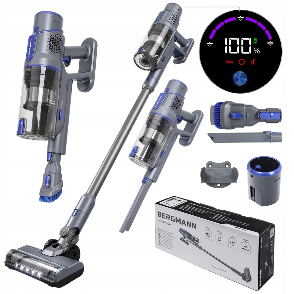 Cordless Vertical Vacuum Cleaner BERGMANN HAX 121 450W LED Electrobrush