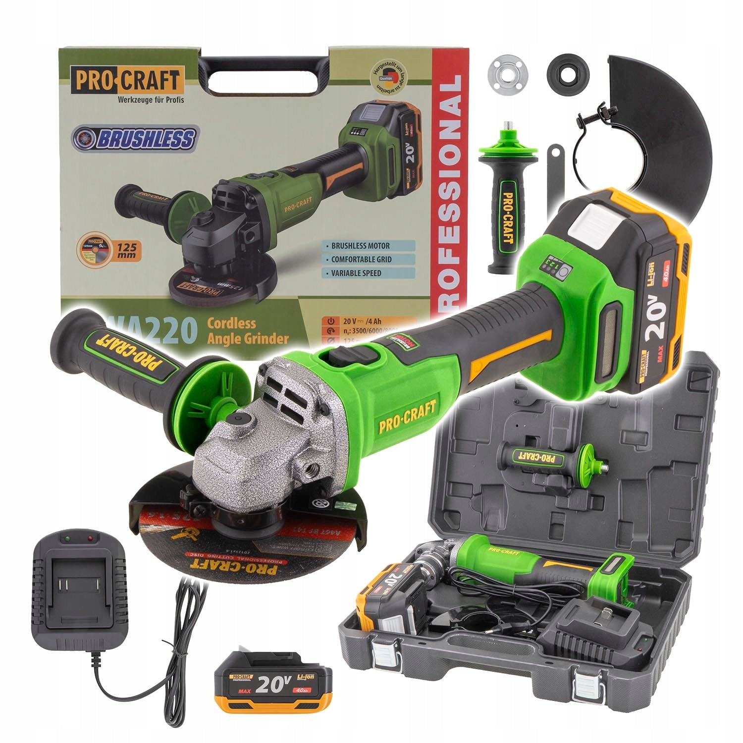 Cordless angle grinder Procraft PWA220