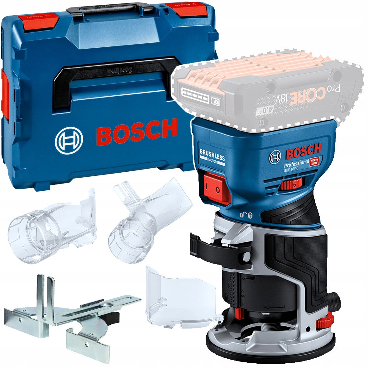 Cordless high spindle milling machine 18V BOSCH GKF 18V-8 06016c2001