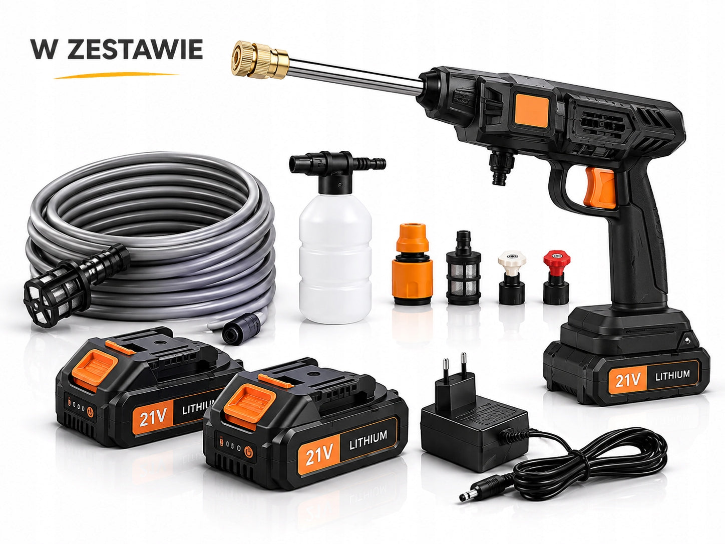 Cordless pressure washer 1500W 2 aku 21V foamer nozzles hose 5 m Manufacturer code M2599