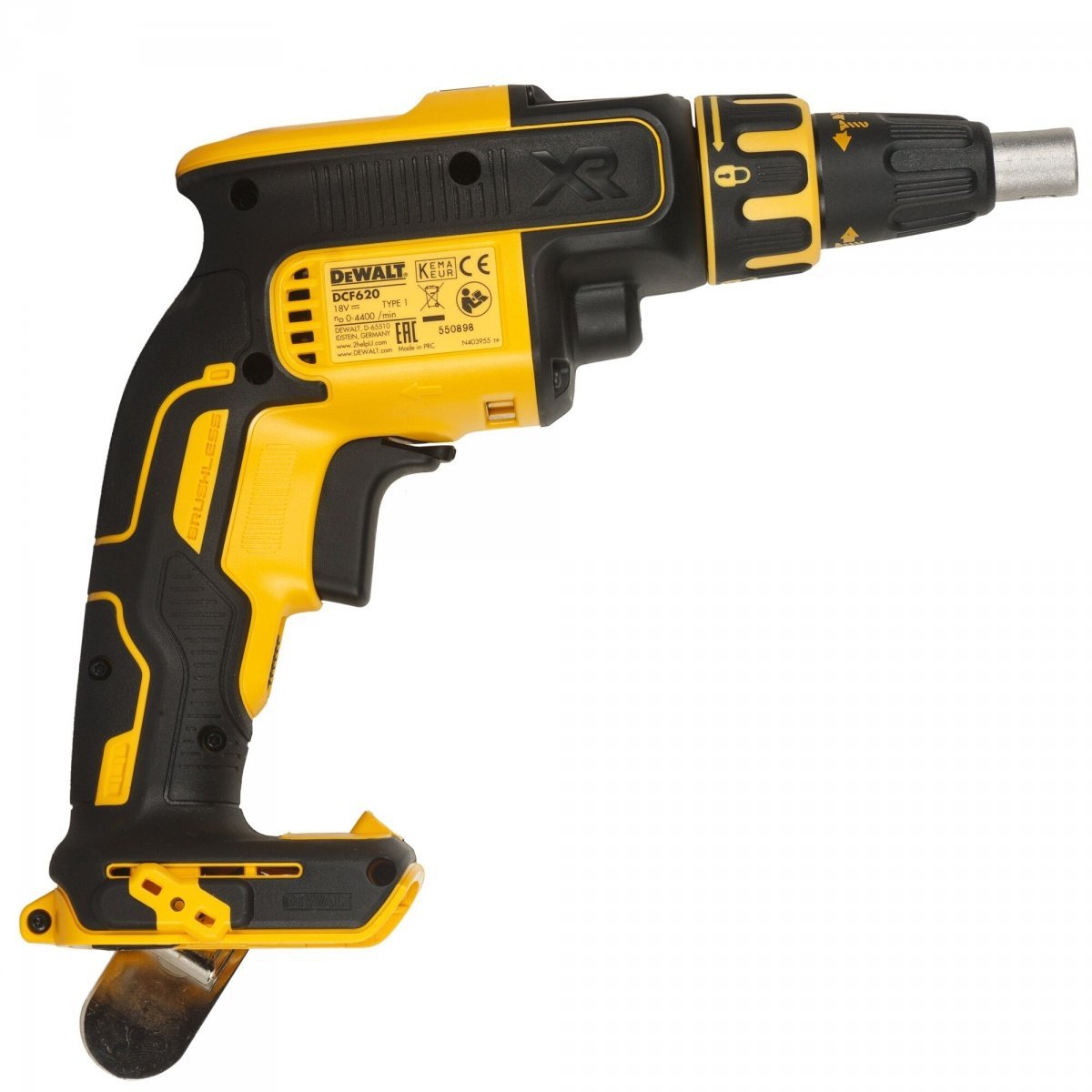 Cordless screwdriver for gypsum boards GK DeWalt DCF620N 18V Power supply rechargeable battery