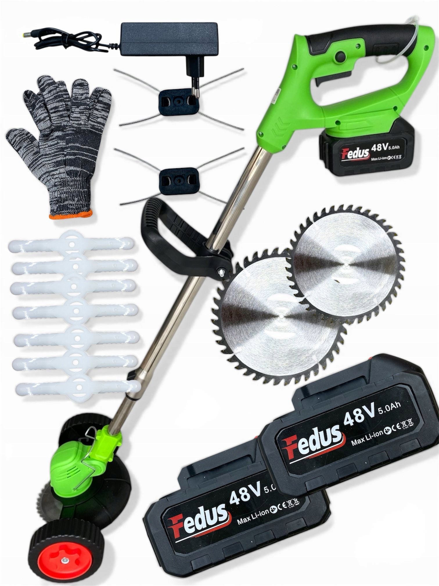 Cordless trimmer Fedus 48V 5.0Ah – set with accessories and wheels Manufacturer code 6741207