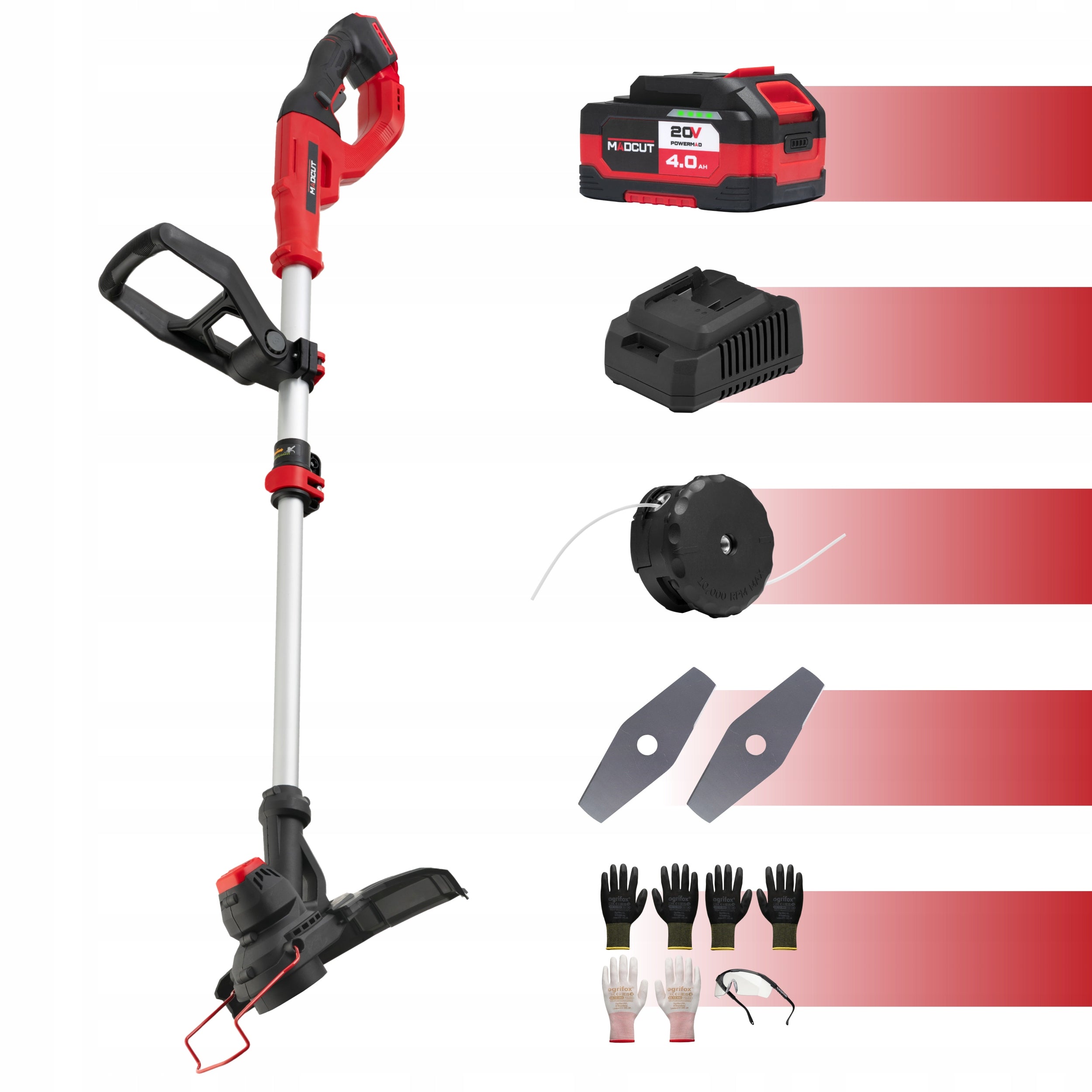 Cordless trimmer MADCUT 700W brushless 4Ah set + charger Kind edge trimmer