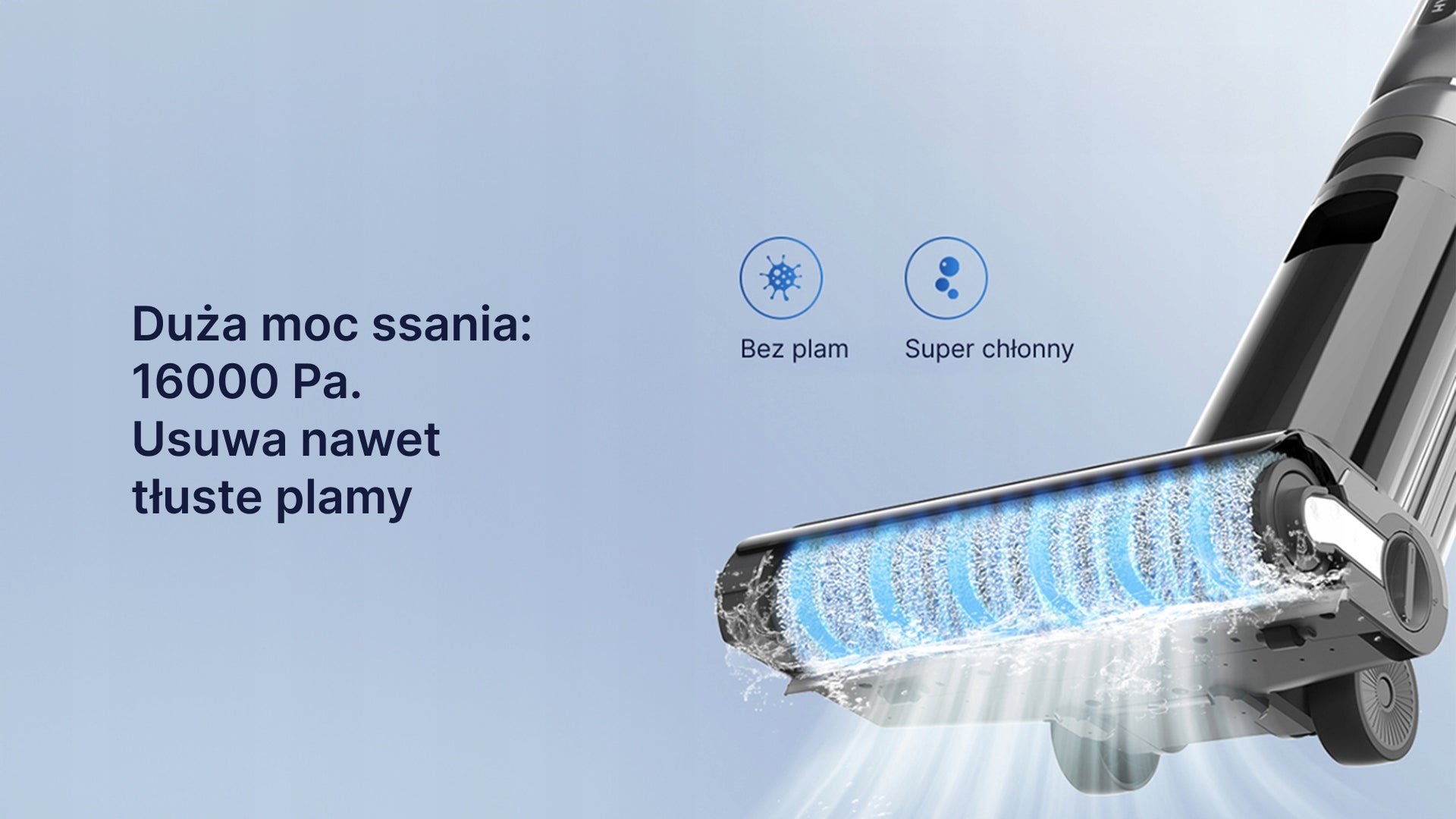 Cordless upright mopping vacuum cleaner HYGSE akva. Powerful, 16 000, washing Power supply rechargeable battery