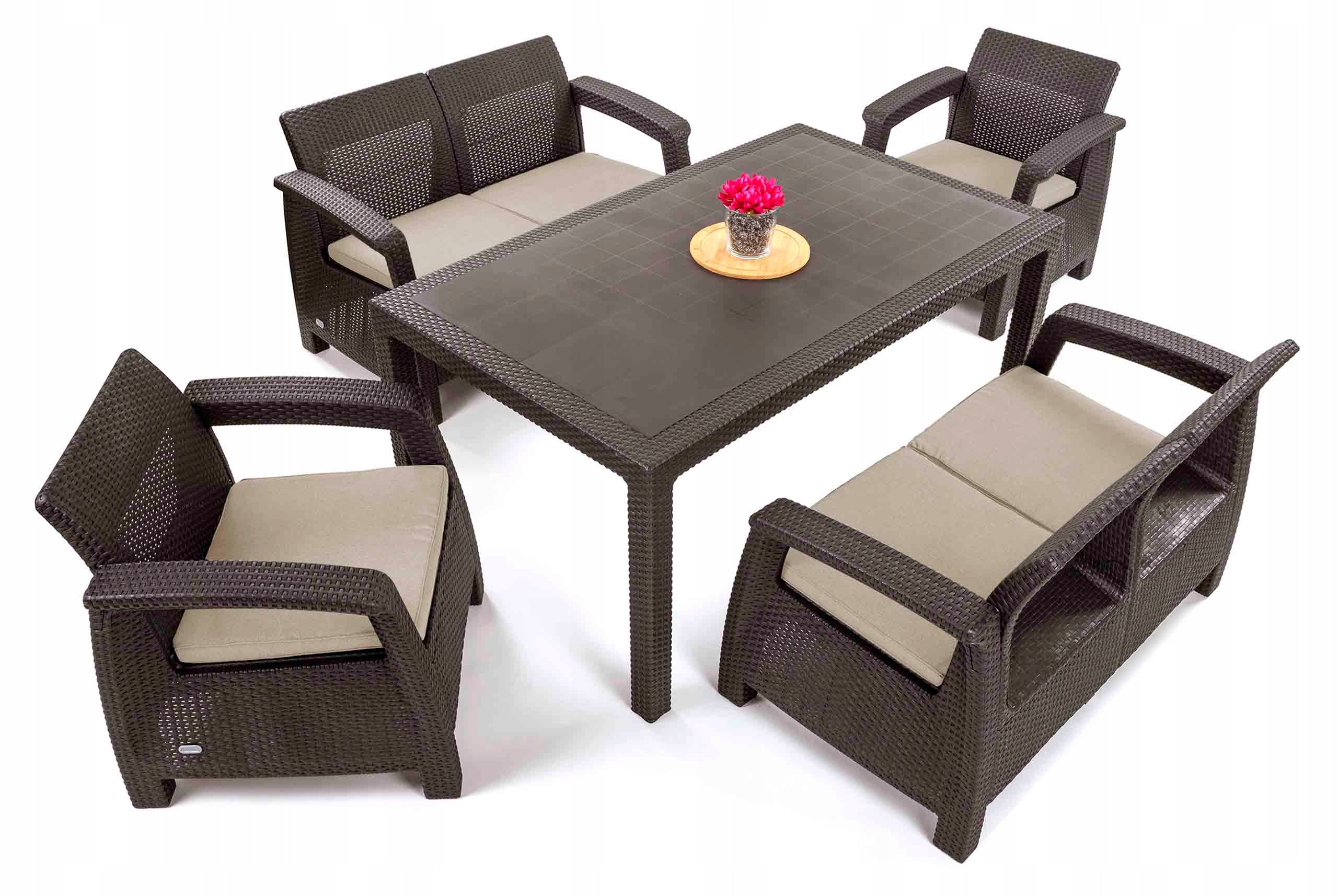 Corfu FIESTA Garden Furniture Set 6-Person Brown