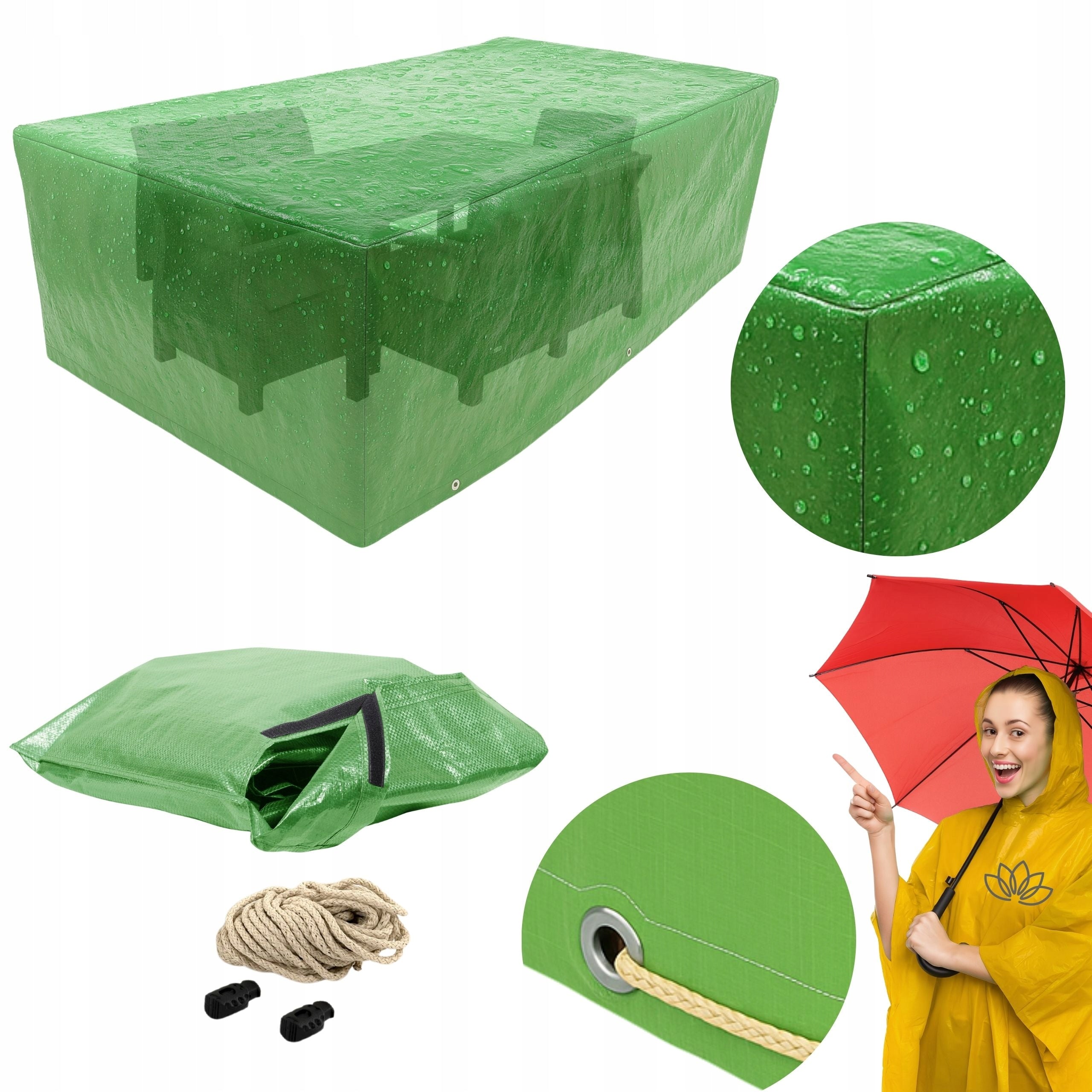 Corfu Fiesta Patio Furniture Cover 270x150 Green Waterproof +Bag