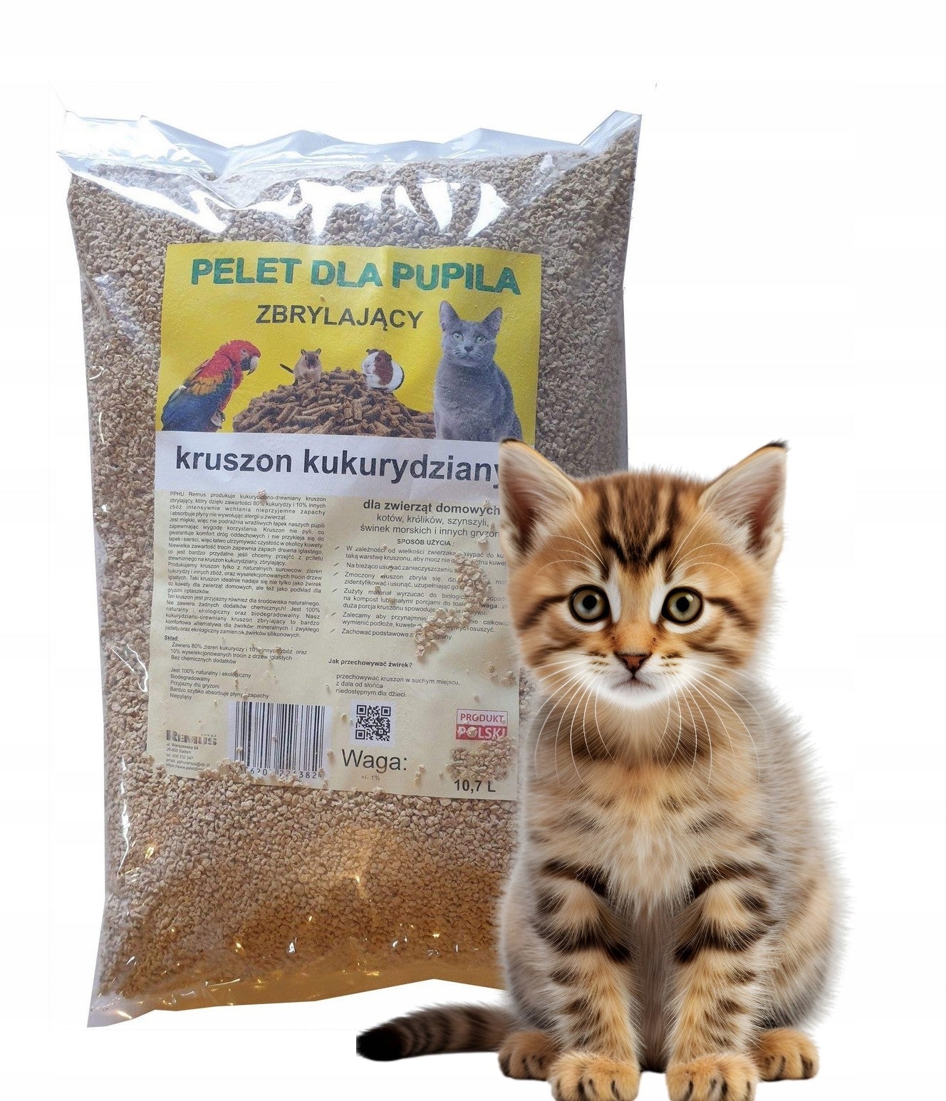 Corn CRUSHER CLUMPING FINE CAT LITTER FOR LITTER BOX BIO 10,7L