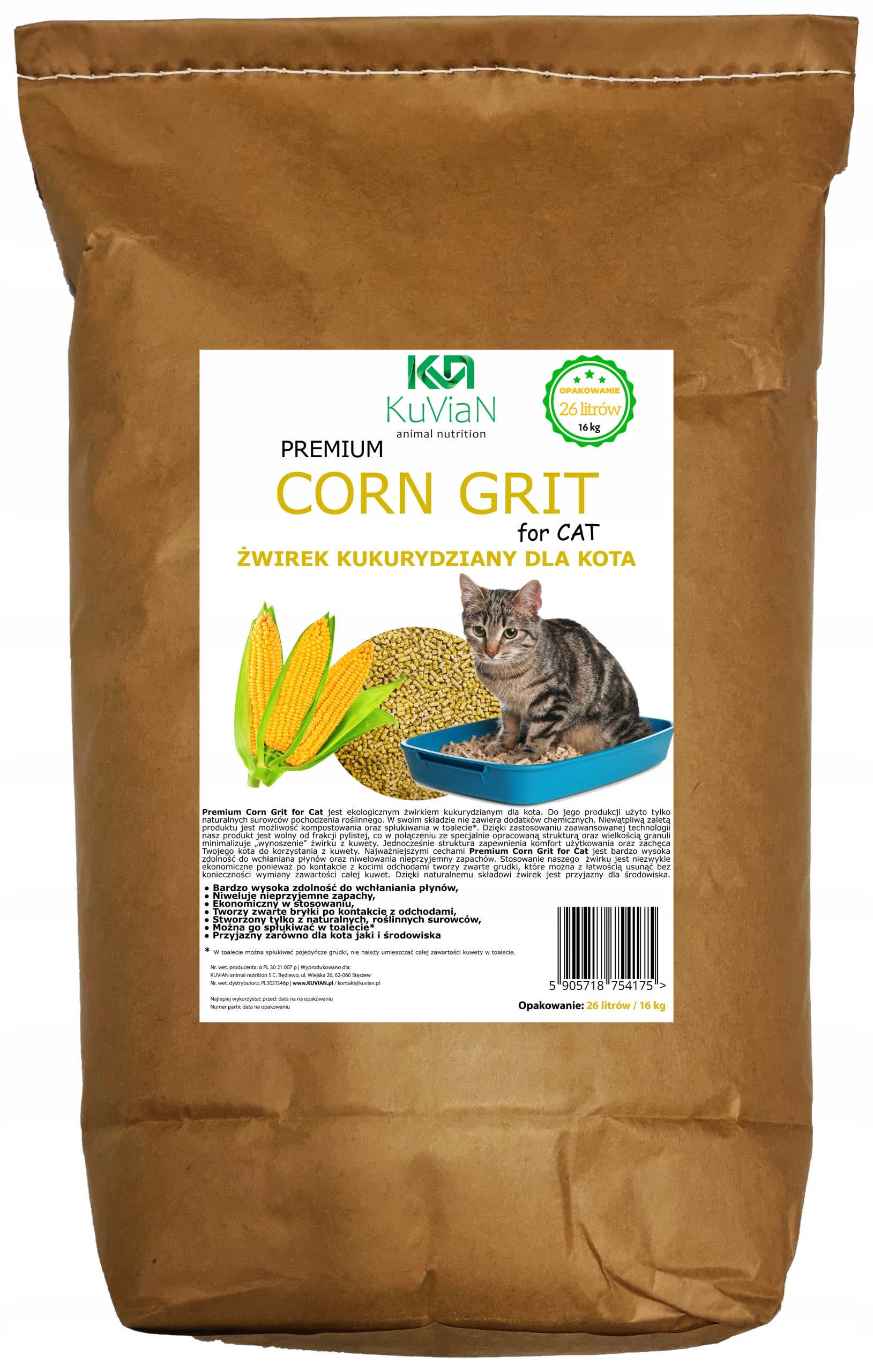 Corn Litter 26 Liters Natural Cat Gravel Clumping Ground Packaging status original