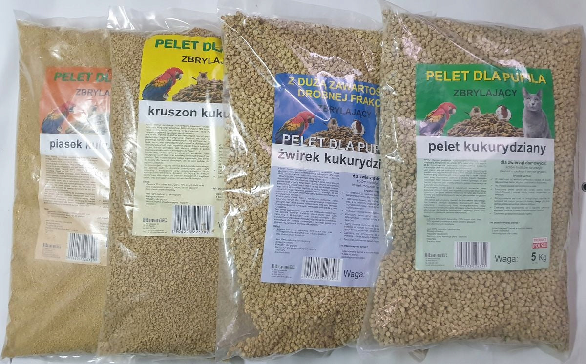 Corn cat litter clumping mixture of all fractions 8,6L Trade name Żwirek dla kota kukurydziany zbrylający mieszanka wszystkich frakcji 8,6L