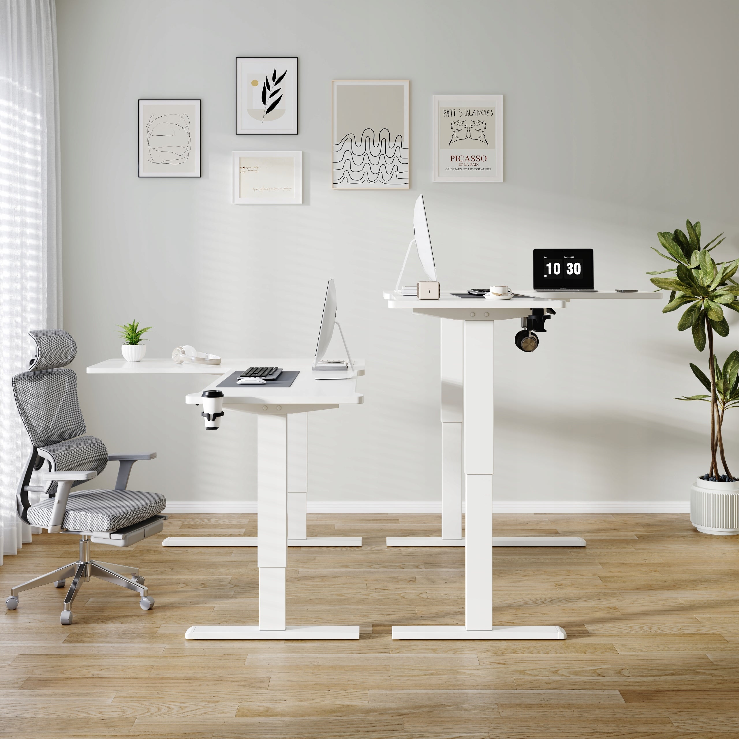Corner Desk Electric Height Adjustment L-Shaped USB Sockets Brand no brand