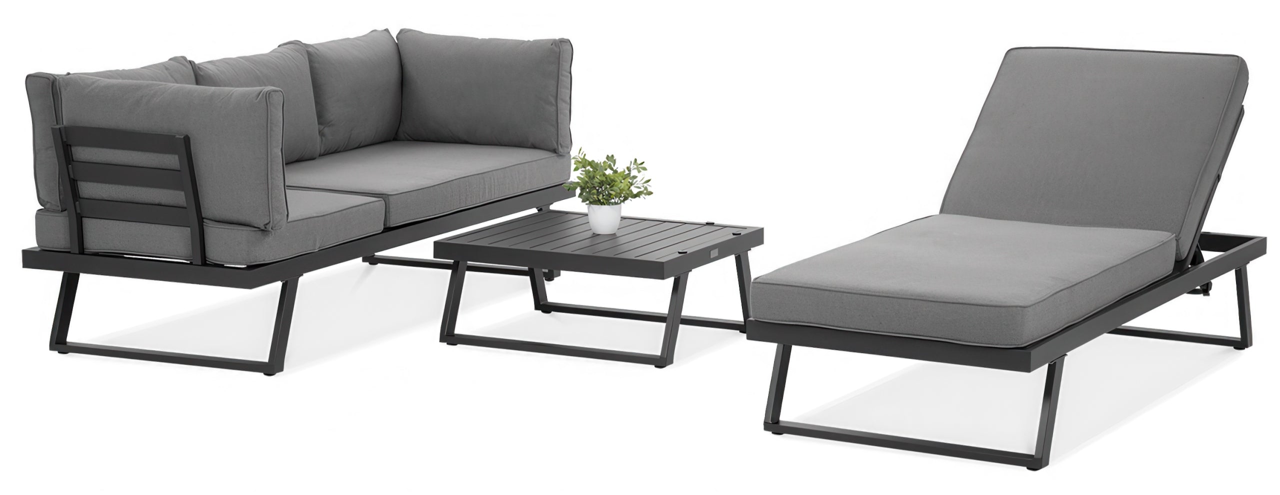 Corner Garden Furniture MIDWAY with Table for Terrace Garden Metal Color gray