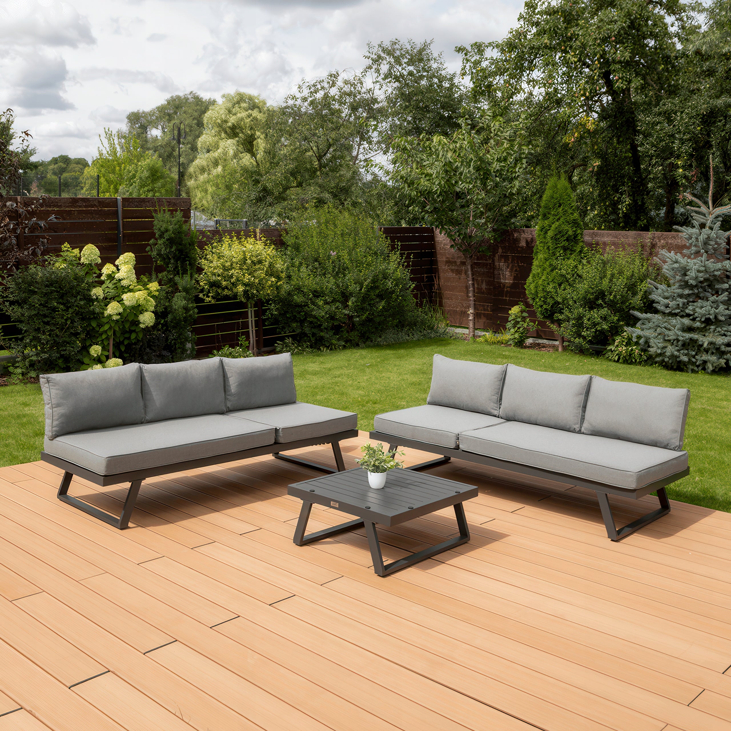 Corner Garden Furniture MIDWAY with Table for Terrace Garden Metal Packaging status original