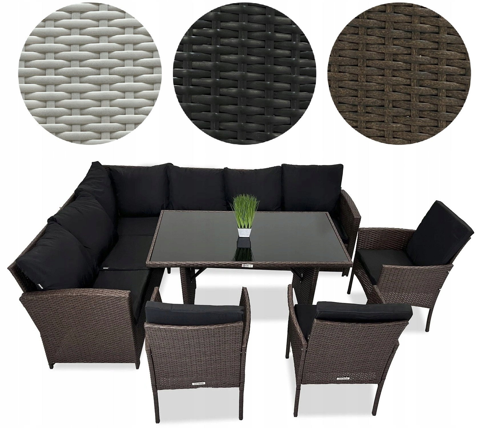 Corner Garden Furniture Set Leisure Table and Chairs Brown