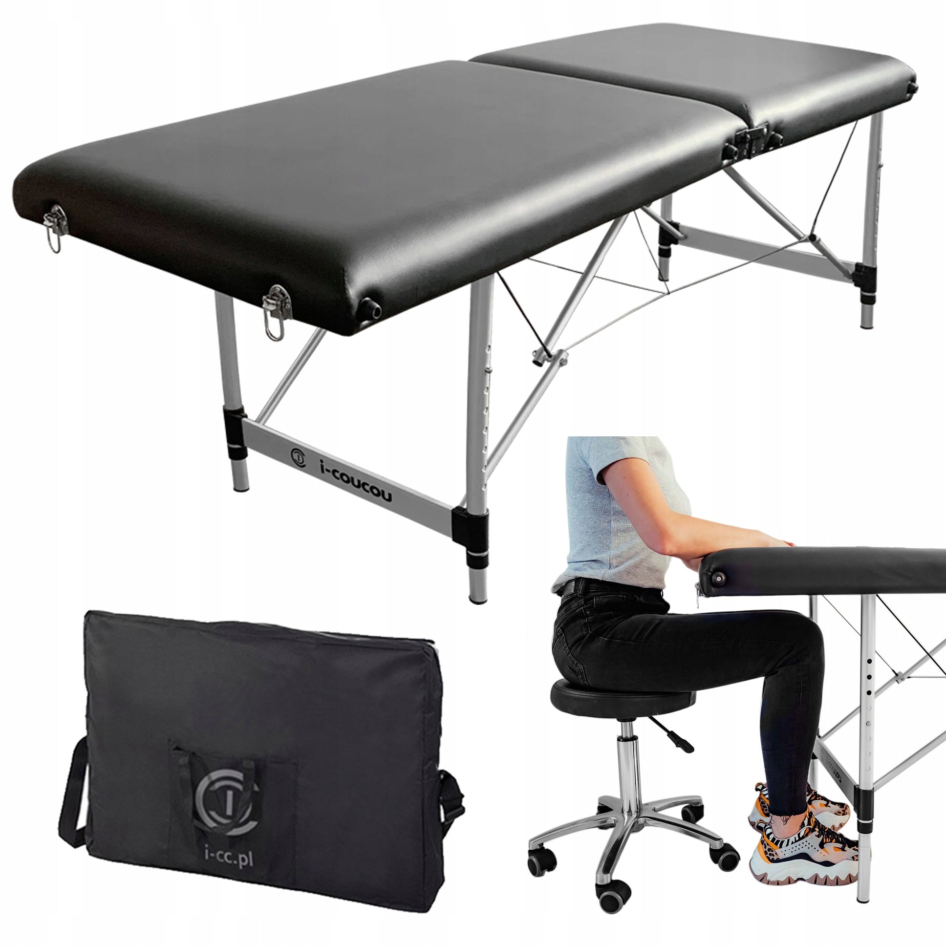 Cosmetic Bed Massage Table Styling Eyelashes Folding Kobido Light Black