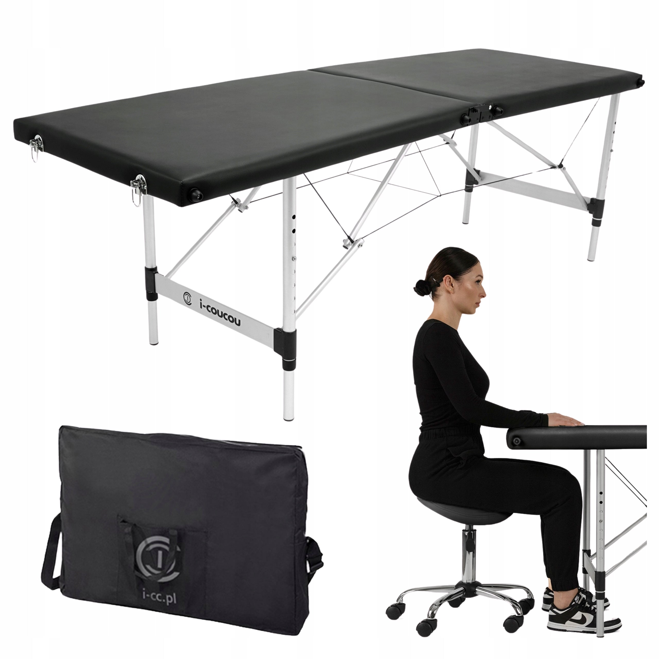Cosmetic Eyelash Bed Folding Portable Mobile Aluminum Massage Table