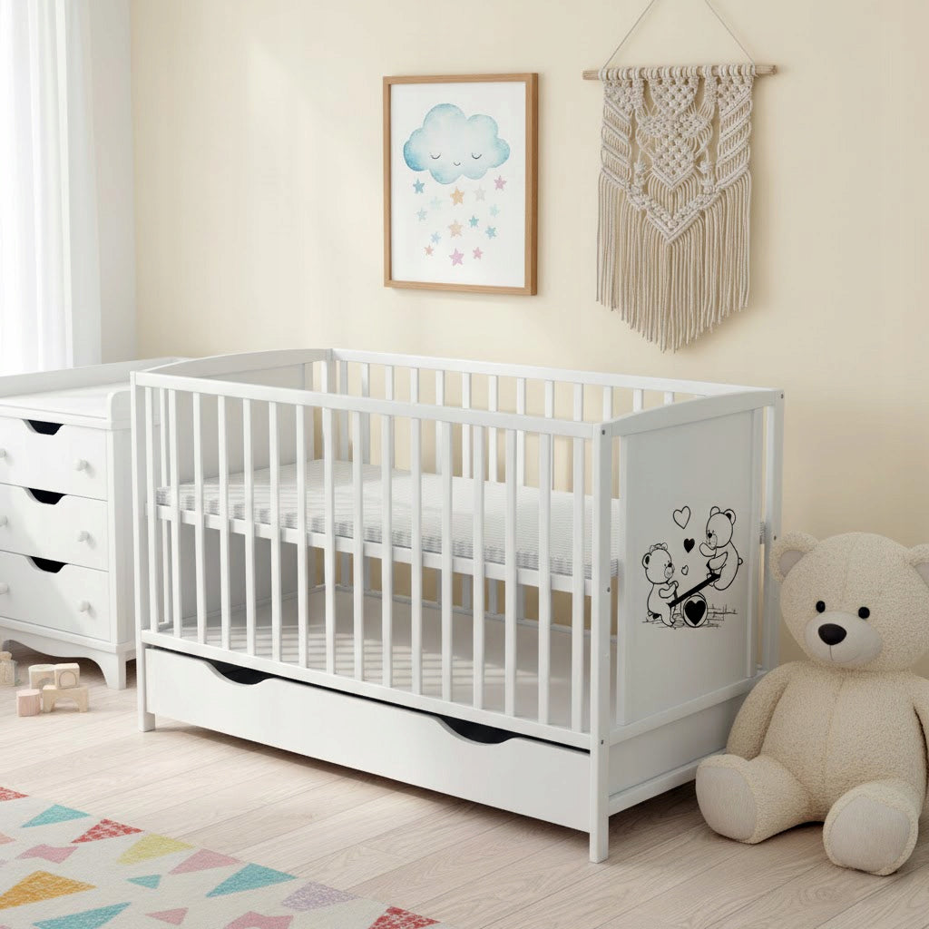Cot FAIRY TALE + BARRIER converted into COUCH with drawer white EAN (GTIN) 5903689500203