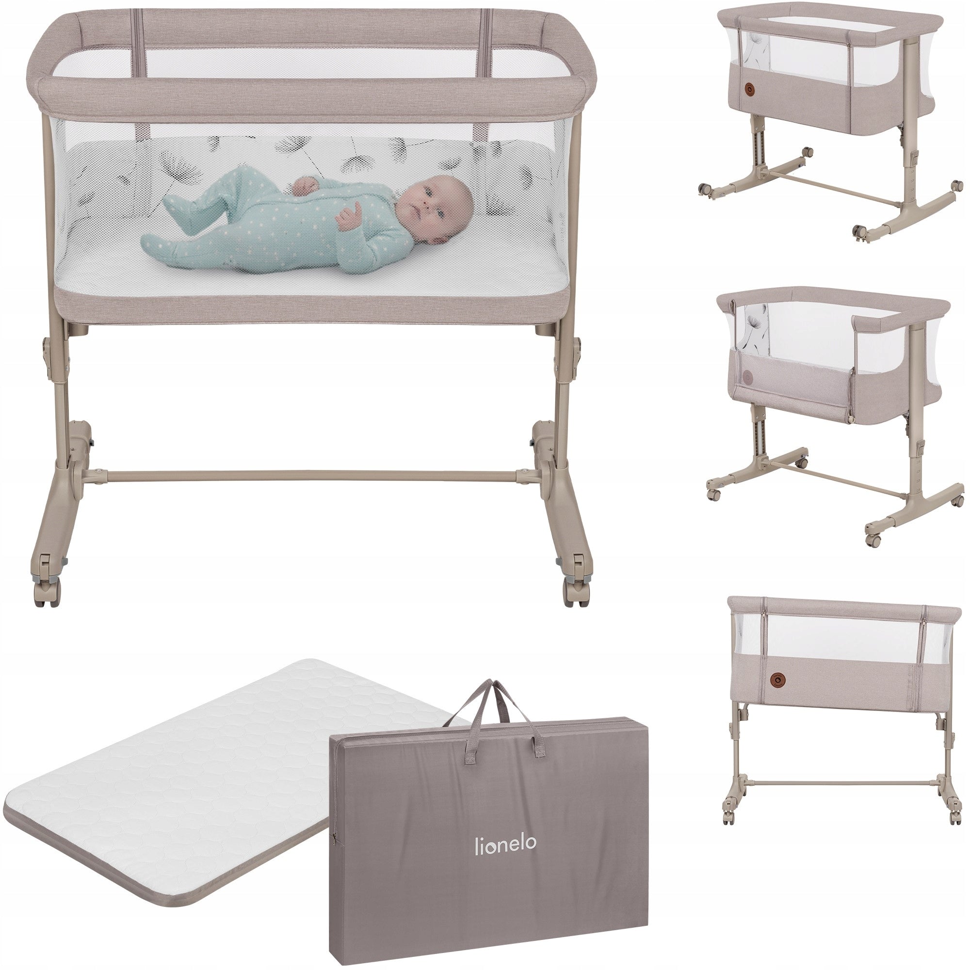 Cot, freestanding, cradle 3in1 set of accessories Lionelo Aurora Manufacturer code Łóżeczko dostawne plus kołyska