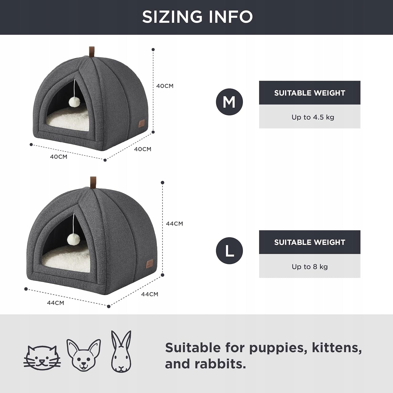 Cottage cat bed BEDSURE cave 44x44 cm dark grey Kind cat house