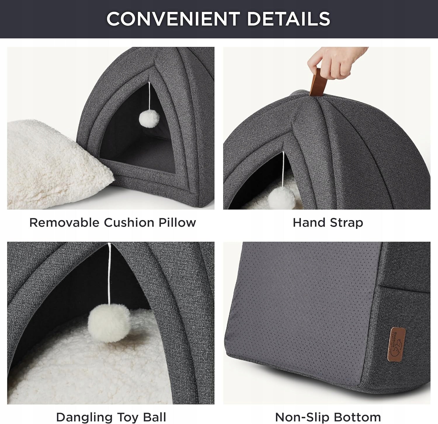 Cottage cat bed BEDSURE cave 44x44 cm dark grey Length 44 cm