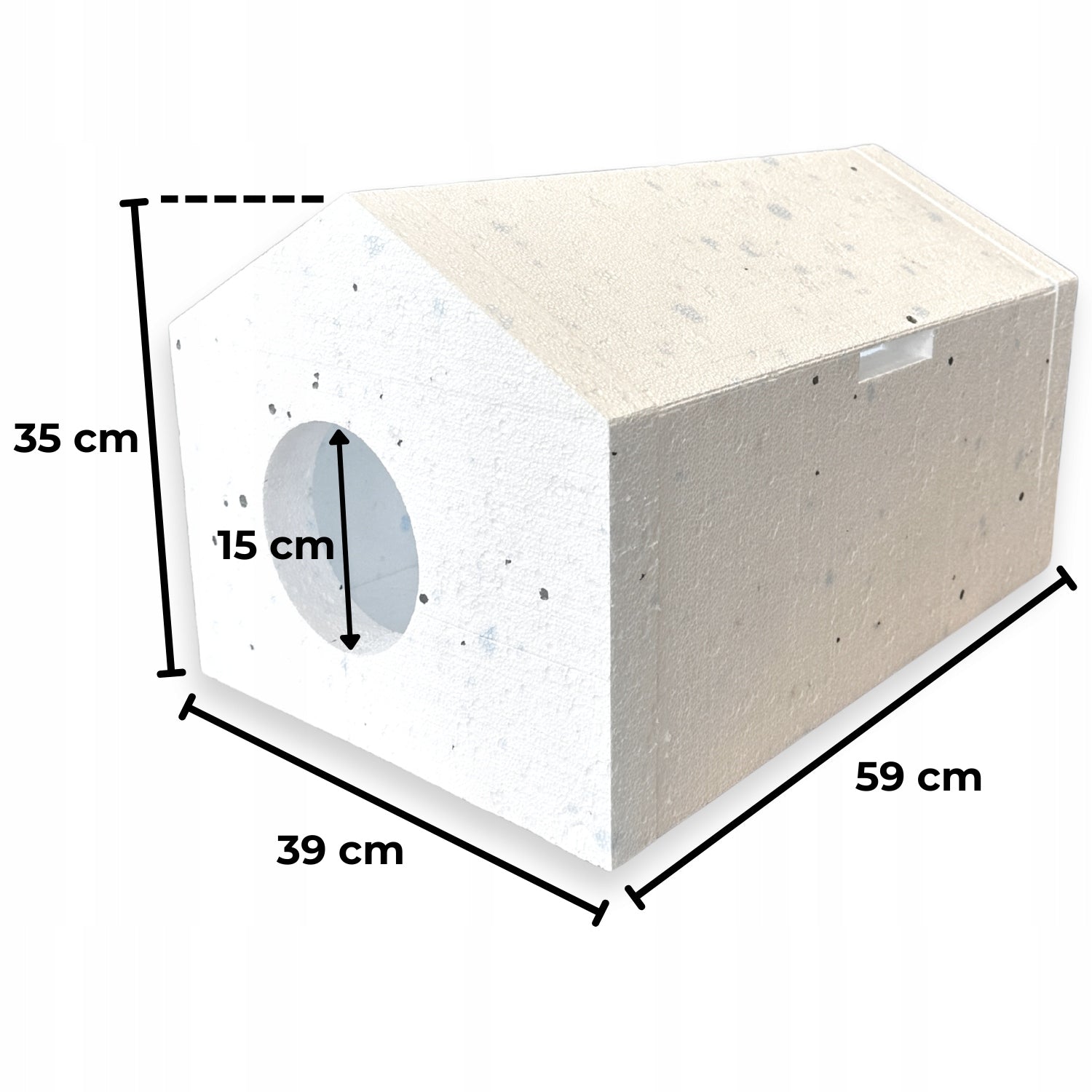 Cottage cat booth made of polystyrene WARM box 59x39x35 cm with sloping roof Manufacturer code domek dla kota budka