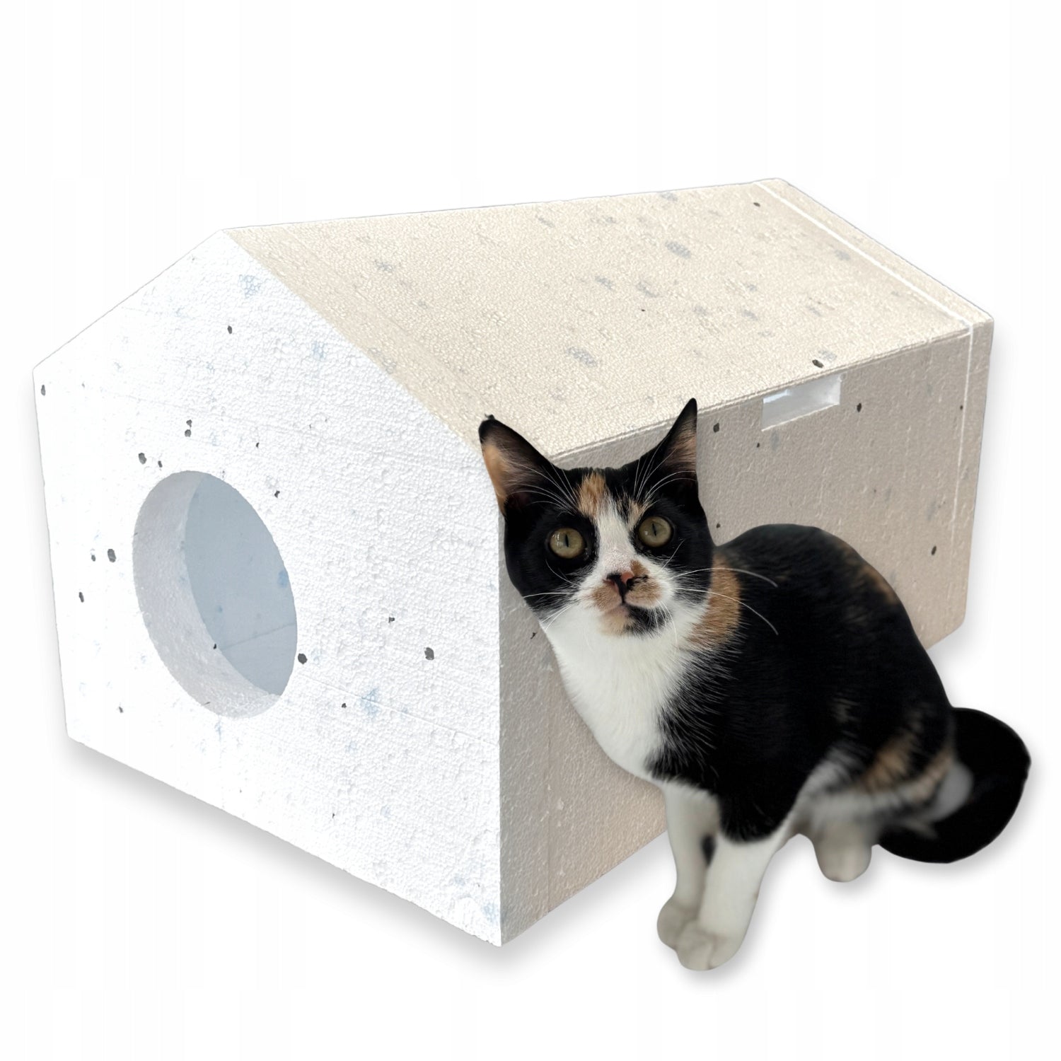 Cottage cat booth made of polystyrene WARM box 59x39x35 cm with sloping roof