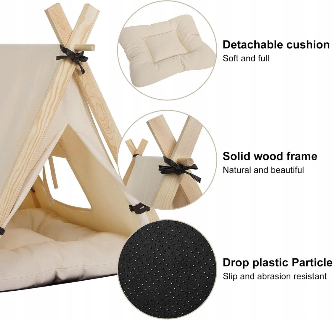 Cottage cat tent Woltu beige rectangular 45 x 45 x 55 cm Product width 45 cm