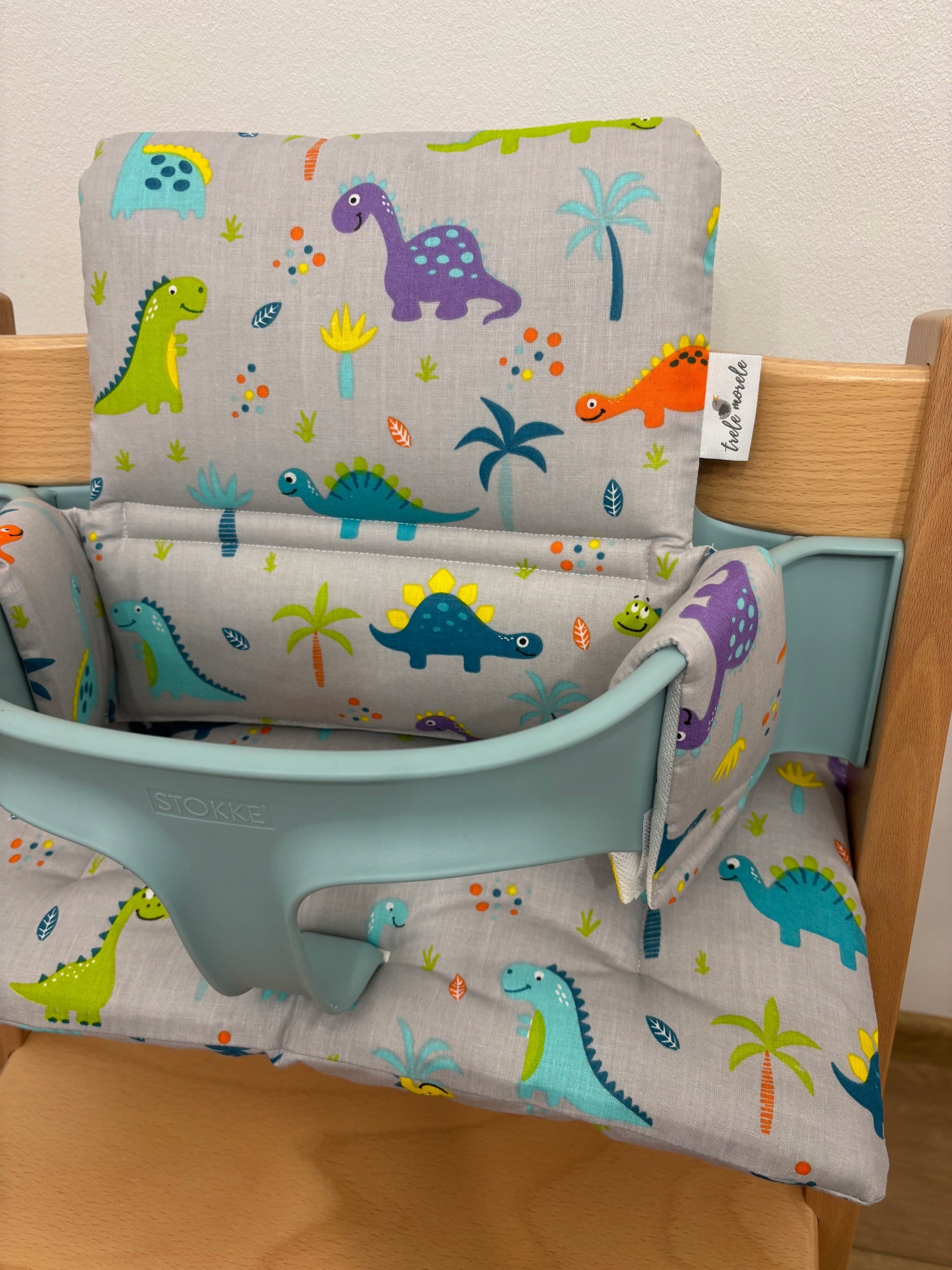 Cotton Pillows for Stokke Tripp Trapp 2in1 Dinosaurs on Grey Brand no brand