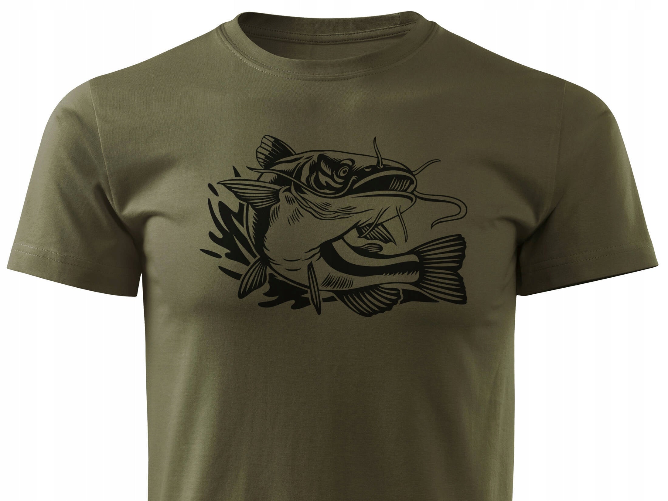 Cotton T-shirt Forestmax large fish print SUM - khaki XL