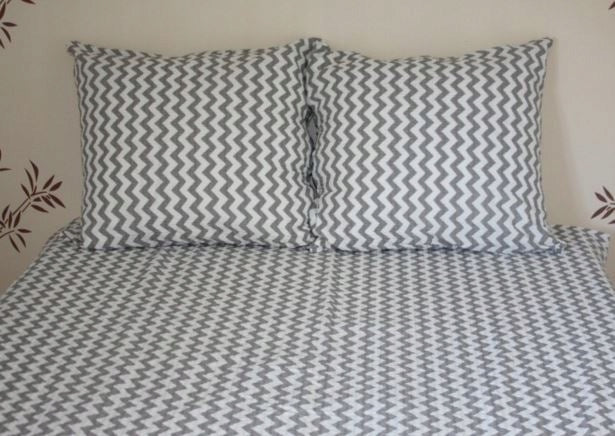 Cotton bedding 160x200 zigzag grey-white Brand no brand