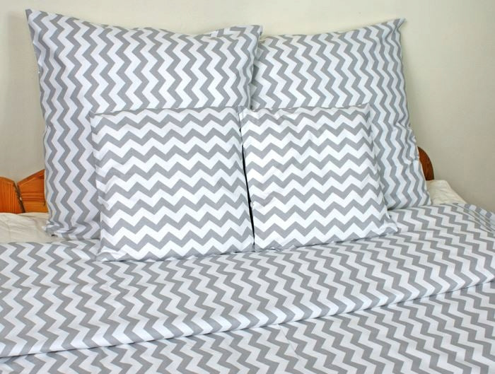 Cotton bedding 160x200 zigzag grey-white