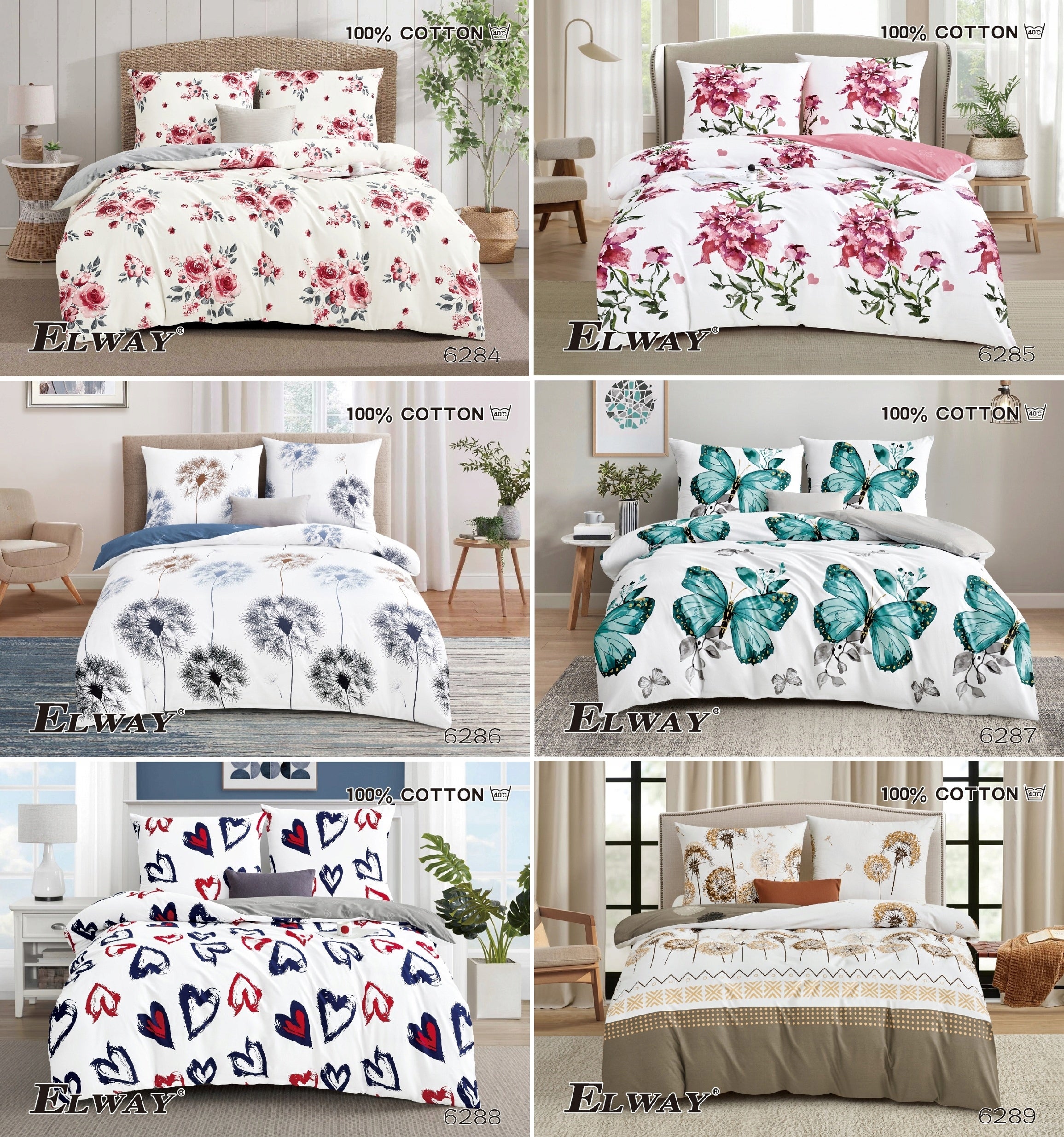 Cotton bedding ELWAY 200x220 cm 3 PARTS 100% Cotton MIX PATTERNS Quilt dimensions 200x220cm
